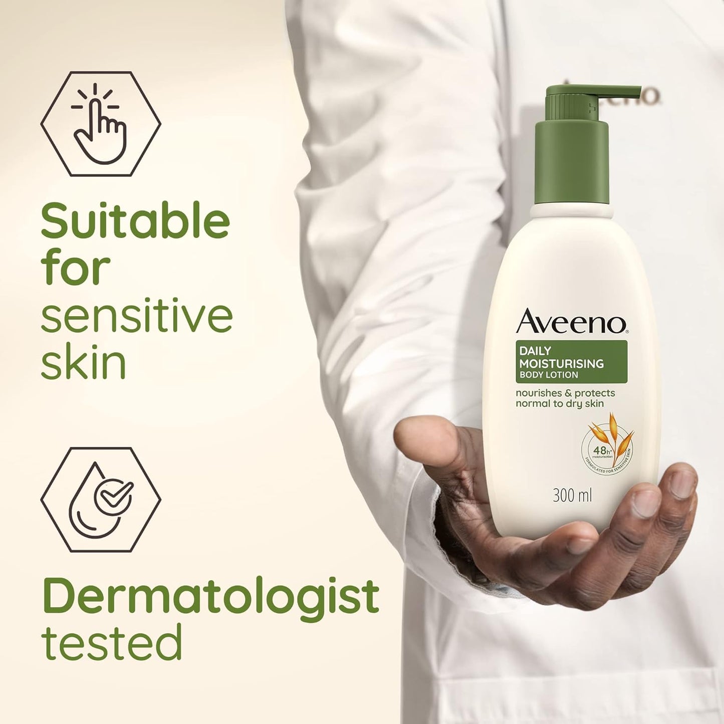 Aveeno Daily Moisturising Gift Set for Normal to Dry Skin, with Soothing Oat Extract, Body Wash 300ml + Body Lotion 300ml + Hand Cream 75ml, Pack of 3