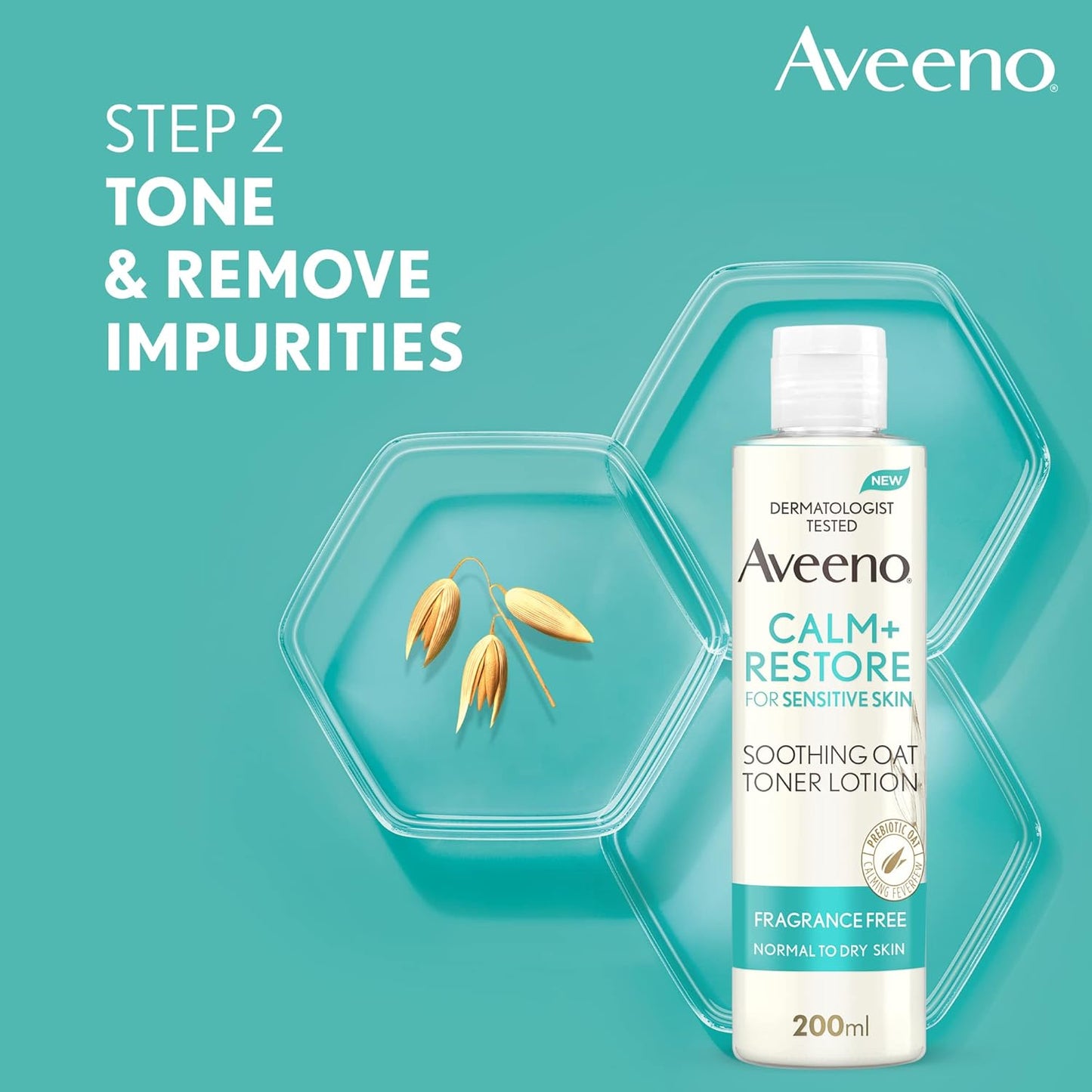 Aveeno Face Calm+Restore 3-Step Face Care Bundle, Gentle Skincare Bundle with Nourishing Oat Cleanser, Soothing Oat Toning Lotion, Oat Gel Moisturiser, For Sensitive Skin